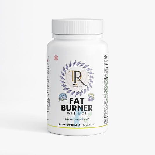 Fat burner supplement bottle with label on a white background