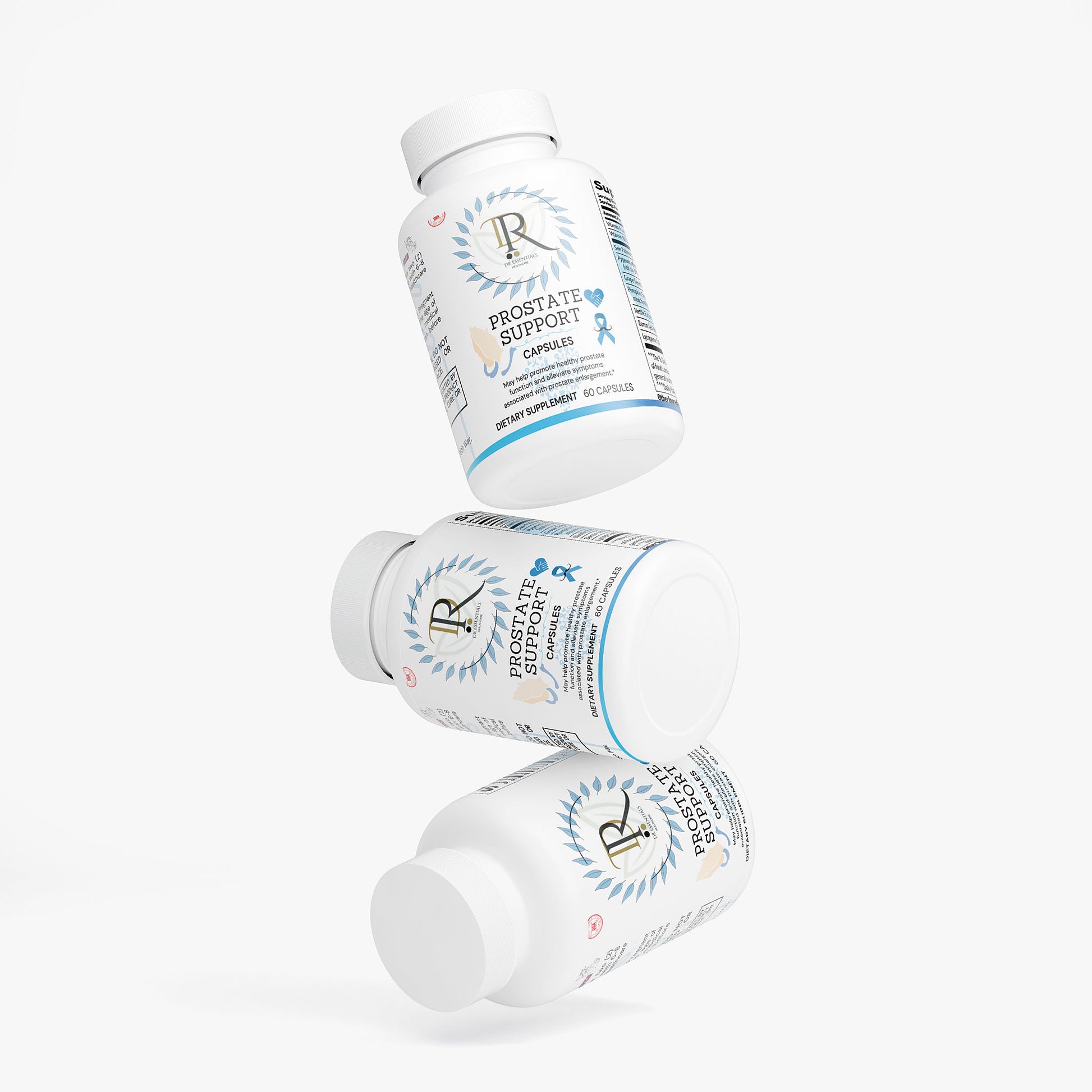Bottle of prostate support capsules supplements for men Made in USA